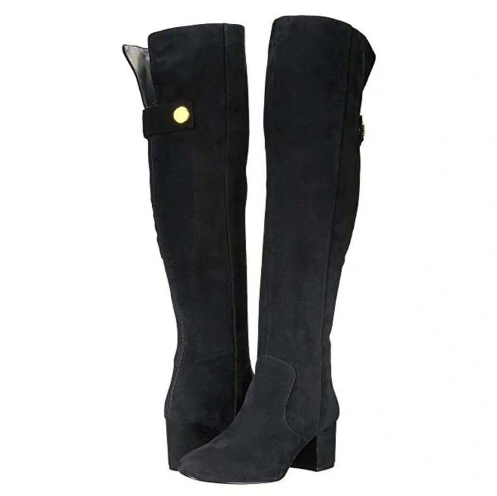 Chic Nine West Black Soft Suede OTK Boots